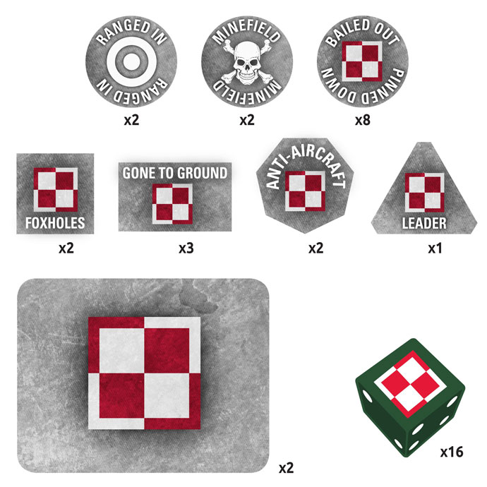 WW3 - Polish Gaming Set (x20 Tokens, x2 Objectives, x16 Dice) - TTK23 — image 1