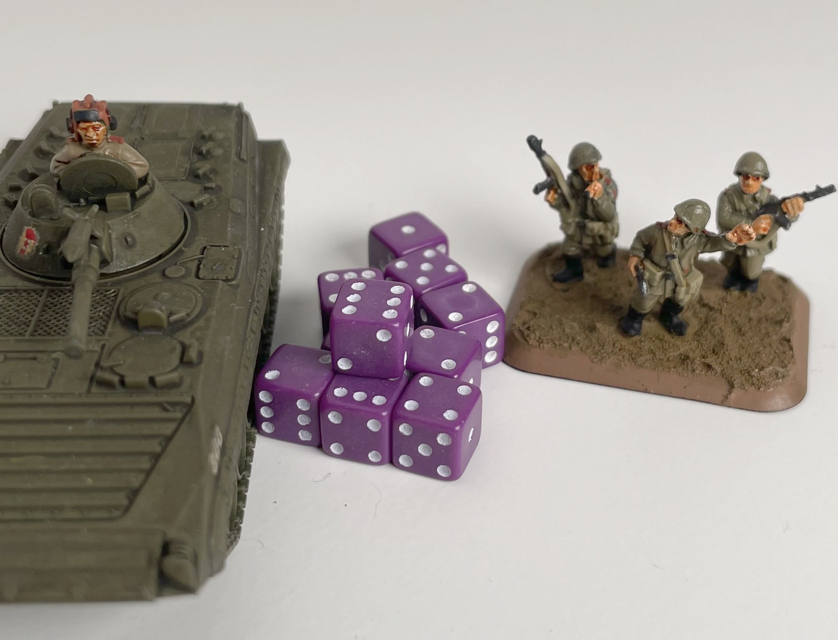 10 x D6 Spot Dice 7mm Opaque Purple/White Spot - d6spot07purplews — image 1